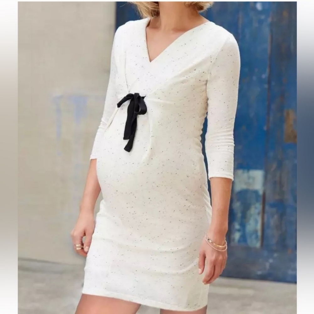 ENVIE DE FRAISE Ivory & Black Marled Specked Maternity Dress - Picture 8 of 9